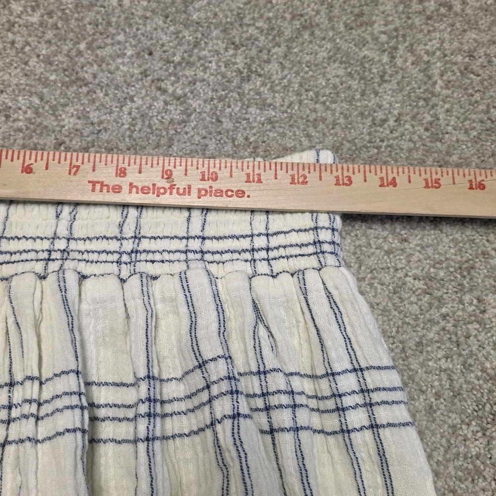 Faherty Women Small Dune Organic Cotton Gauze Woodstock Skirt Ivory Blue Plaid - Picture 9 of 12